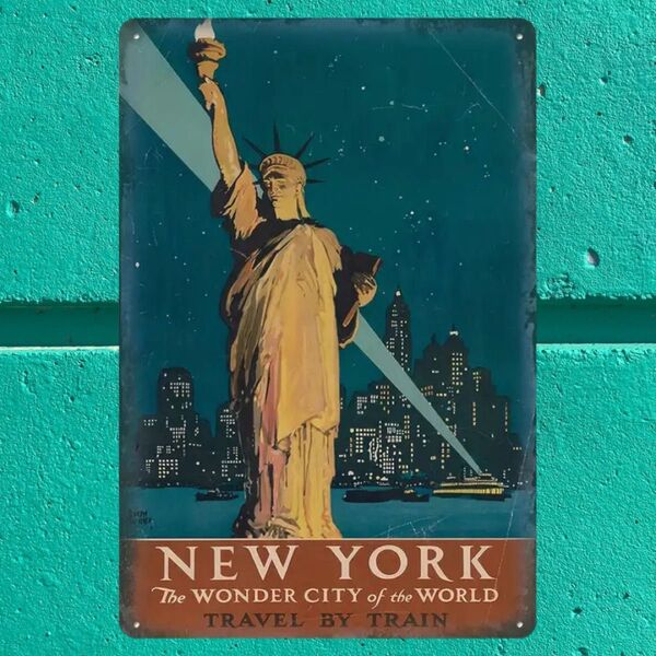 K238 ブリキ看板 NEW YORK アメリカン雑貨 アメリカンインテリア ウォールデコレーション ガレージ