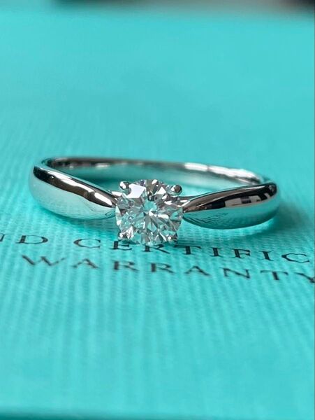 美品 ティファニー 婚約指輪 ハーモニーリング 0.23ct I VS2 3EX 7号 鑑定書、購入カード