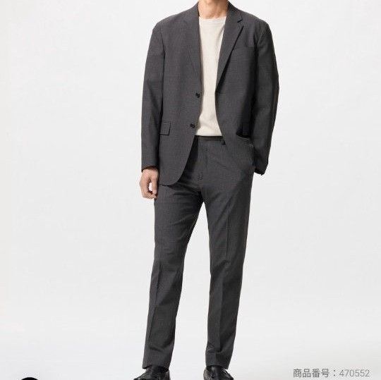 UNIQLO 感動ジャケット・パンツ セットアップダークグレー ウールライク