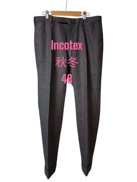 美品 INCOTEX インコテックス ウールパンツ 秋冬物 48 グレー