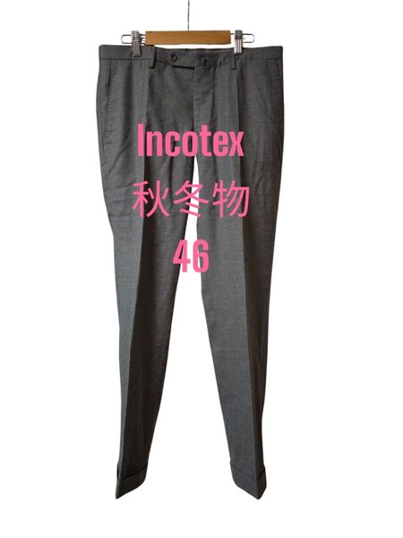 美品 INCOTEX インコテックス ウール パンツ 秋冬物 46 グレー