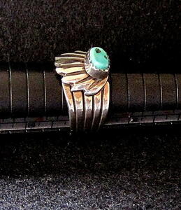 90's Navajo group adjustable ring ring hole Mark have silver 925& turquoise Vintage * including carriage 