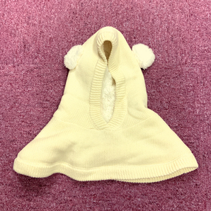 値下げ!【開封済新品】子ども用/フードウォーマー帽子/M/アイボリーホワイト/Ka001_AQ024