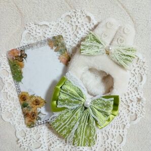 ぬいきぐるみ 黄緑リボン