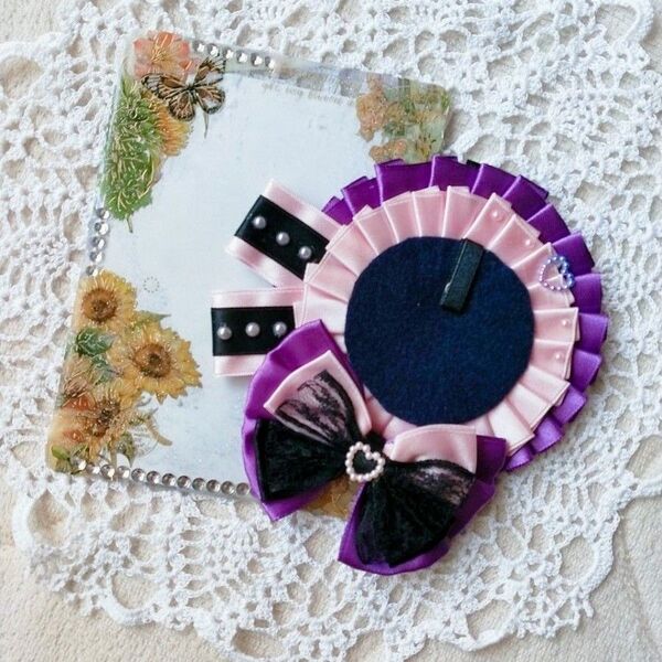 【ピンク×紫】ロゼット ハンドメイド