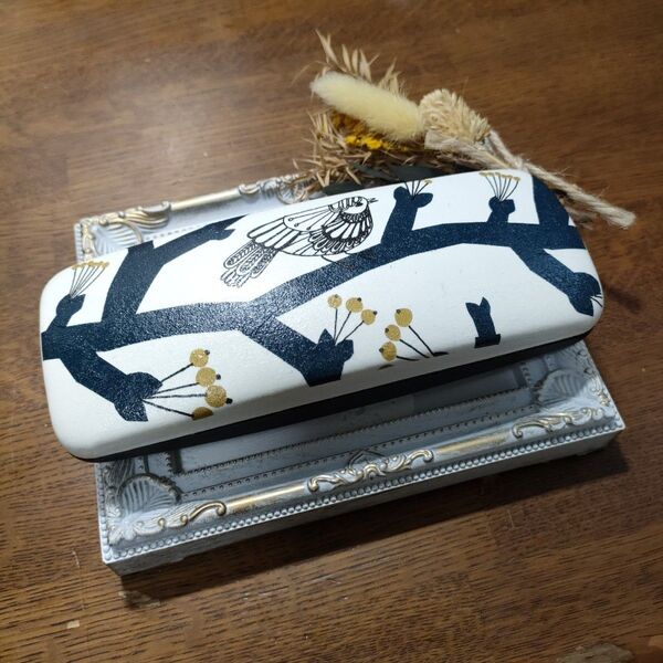 ♪メガネケース 眼鏡ケース 鳥 とり柄 デコパージュ ハンドメイド♪