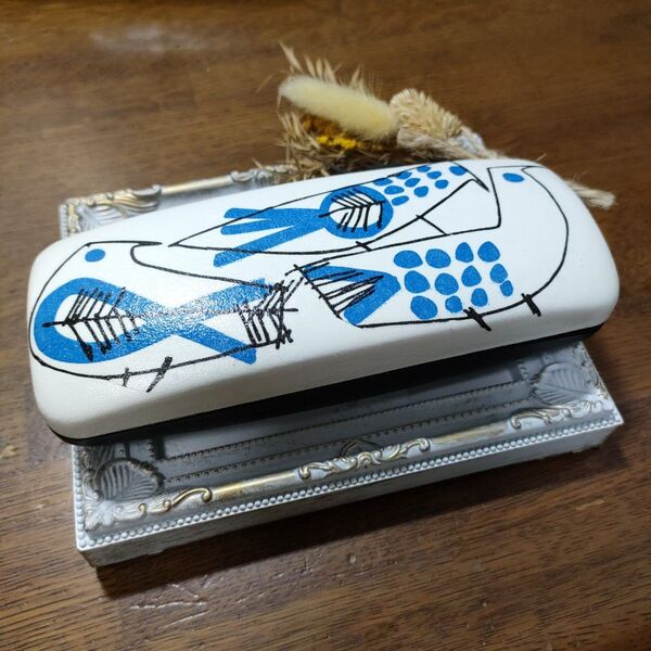 ♪メガネケース 眼鏡ケース 鳥 とり柄 デコパージュ ハンドメイド♪