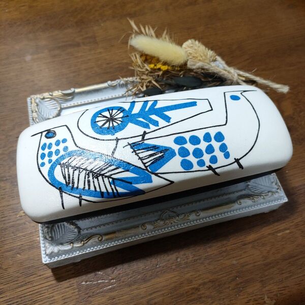♪メガネケース 眼鏡ケース 鳥 とり柄 デコパージュ ハンドメイド♪
