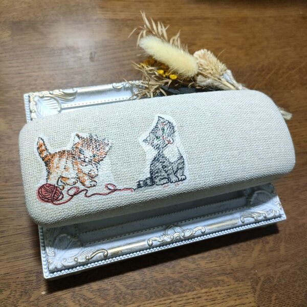 ♪メガネケース 眼鏡ケース ねこ柄 デコパージュ ハンドメイド♪
