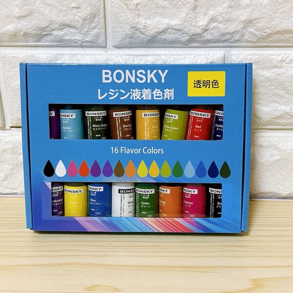 Bonsky レジン液 着色剤 エポキシ樹脂 着色剤 透明色-16色