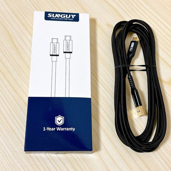 SUNGUY USB-A & USB-C ケーブル 3M ブラック