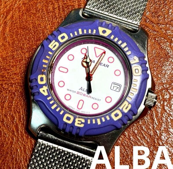 A141希少 稼動品 SEIKO ALBA AQUA GEAR ダイバーズ腕時計