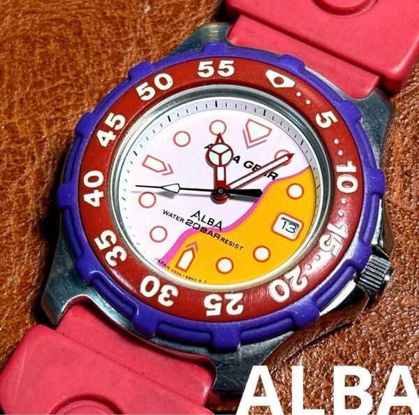 A132希少稼動品 SEIKO ALBA AQUA GEAR ダイバーズ腕時計