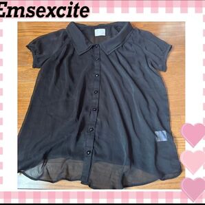 【Emsexcite 】シアーシャツ 半袖シャツ ブラウス トップス ブラック