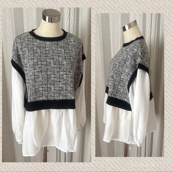 長袖シャツ ドッキングシャツ カットソー プルオーバー トップス