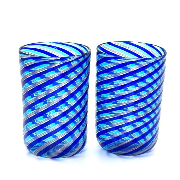 【MURANO】ムラーノグラス タンブラー 2個 未使用品/ヴェネチアングラス