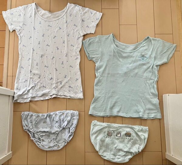 肌着 4点 セット アンダーシャツ 半袖 パンツ ショーツ 下着 キッズ ガール 女の子 女児 140 160