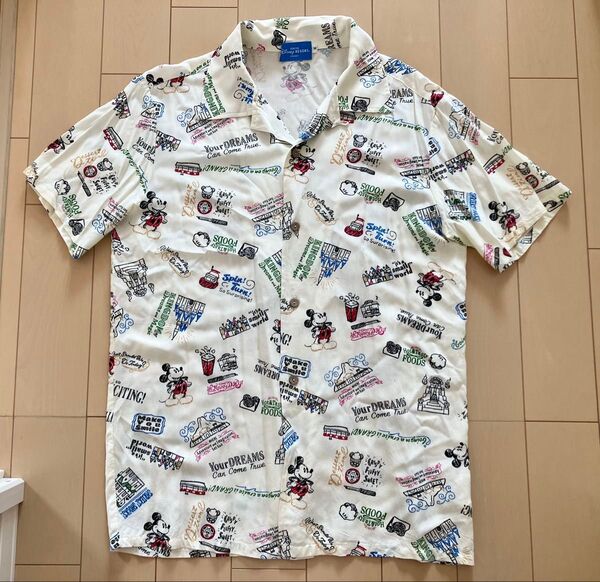 ディズニーランド 購入 公式 シャツ アロハ 半袖 T 男女兼用 M レーヨン TDL ディズニーシーDisney 限定