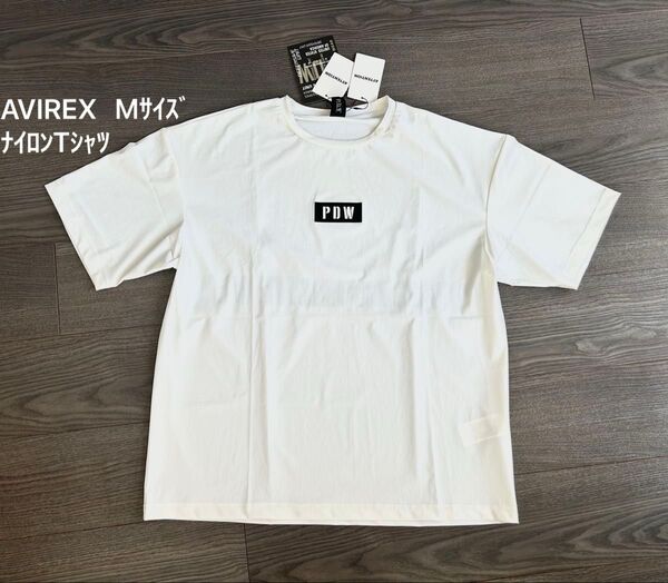 新品 AVIREX アヴィレックス ストレッチナイロンボックスロゴTシャツ 白M