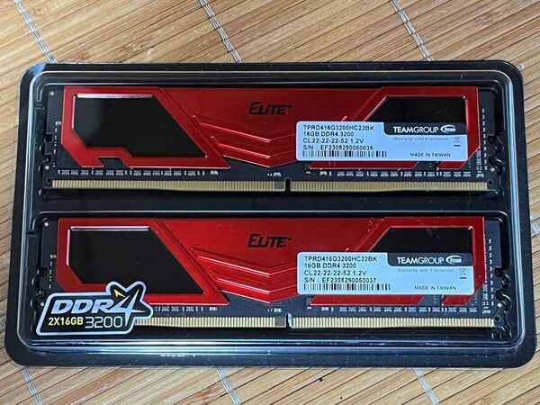 Team DDR4 3200Mhz PC4-25600 16GBx2枚(32GB) デスクトップ用 メモリ Elite
