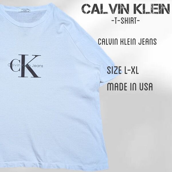 usa製 CALVIN KLEIN カルバンクラインジーンズ Tシャツ サイズL ホワイト ヴィンテージ ビンテージ
