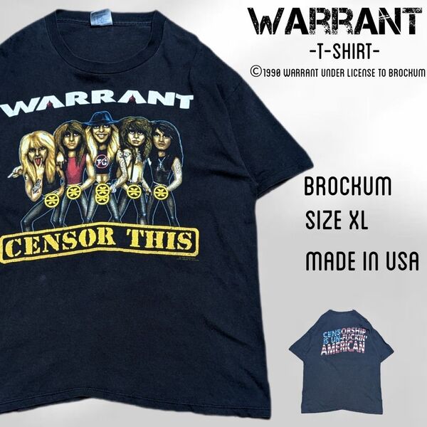 90s USA製 WARRANT ウォレント Tシャツ バンドTシャツ XL 黒