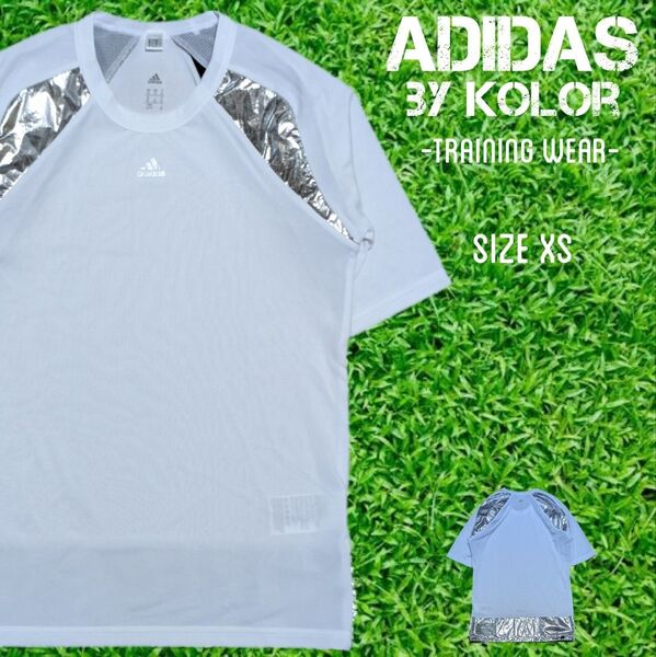 adidas by kolor アディダスバイカラー メタリックフォイルTシャツ XS ホワイト トレーニングウェア ドライT
