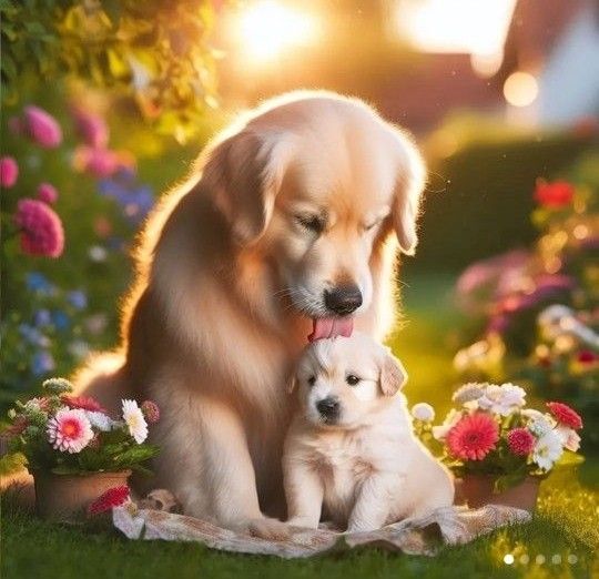 新品ダイヤモンドアート30×30ゴールデンレトリバーの親子 子犬 犬 作成キットno.242