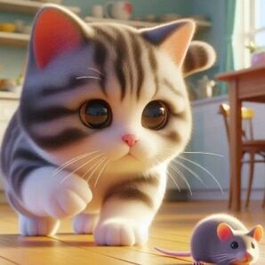 新品ダイヤモンドアート30×30アニメイラスト 子猫とねずみ ネコ 作成キットno.269