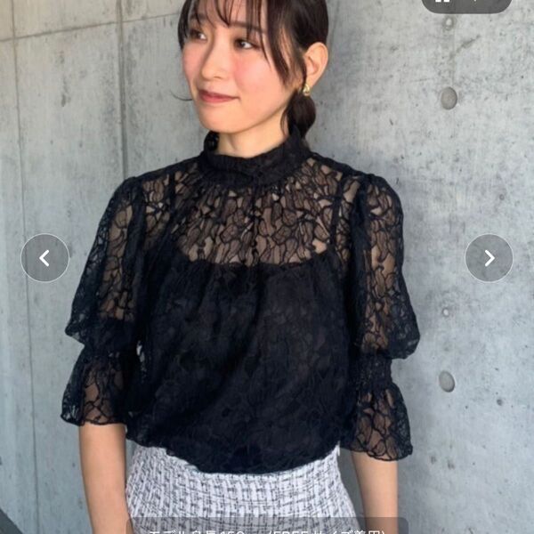 rienda リエンダ レーストップス ブラック レディース レースブラウス
