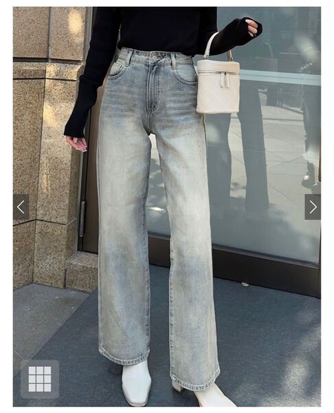 GRL グレイル 新品 ストレートデニムパンツ ブルー S