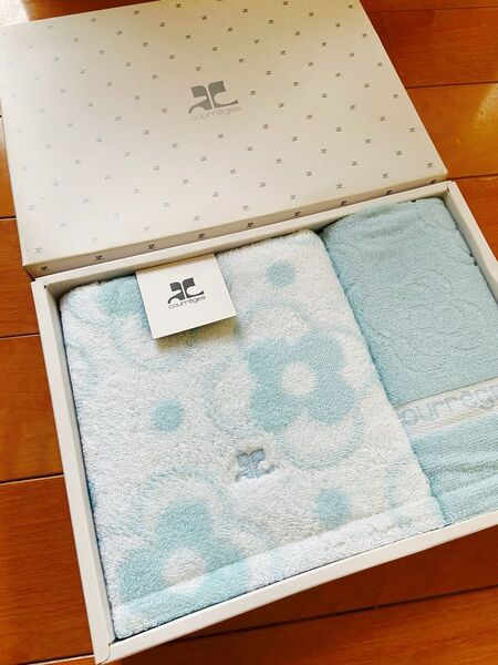 クレージュ Courrges 花柄タオルセット フェイスタオル ウォッシュタオル