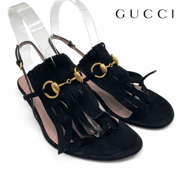 GUCCI グッチ ブラック サンダル 23.5cm スエード ビーチサンダル