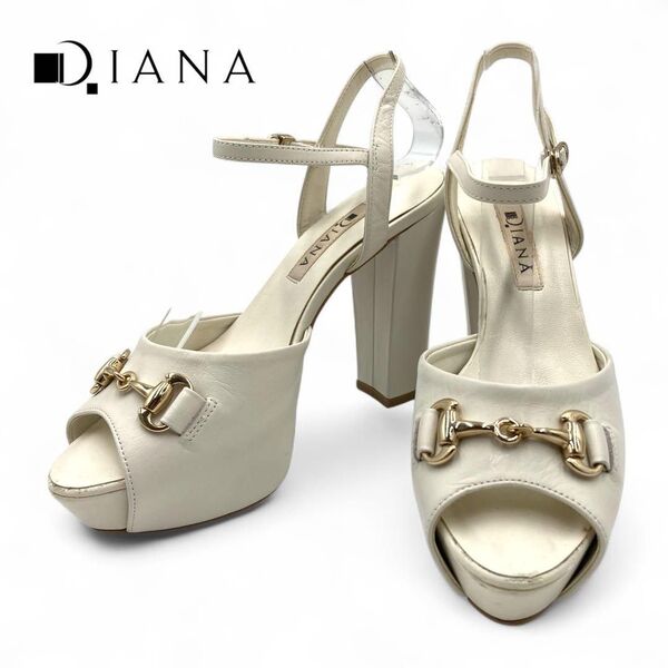 DIANA ダイアナ サンダル オフホワイト 厚底 スリングバック ヒール