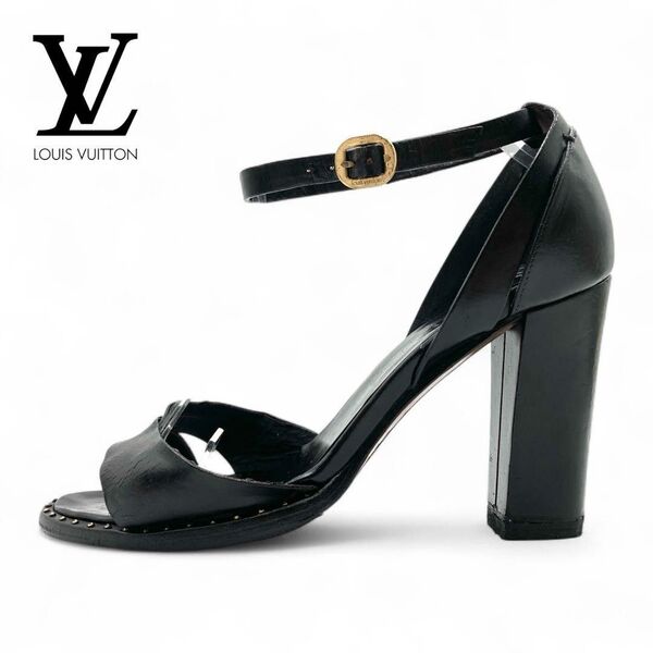 Louis Vuitton ブラック ヒールサンダル 23cm パンプス レザー 黒ルイヴィトン