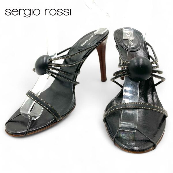 sergio rossi セルジオロッシ サンダル 26cm ヒール ブラック 黒