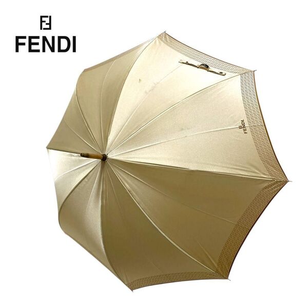 FENDI フェンディ 長傘 雨傘 ズッカ柄 ベージュ 100cm