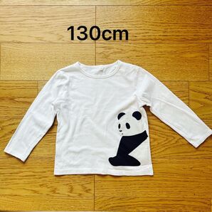 130cm パンダ ホワイト ロンT 長袖Tシャツ