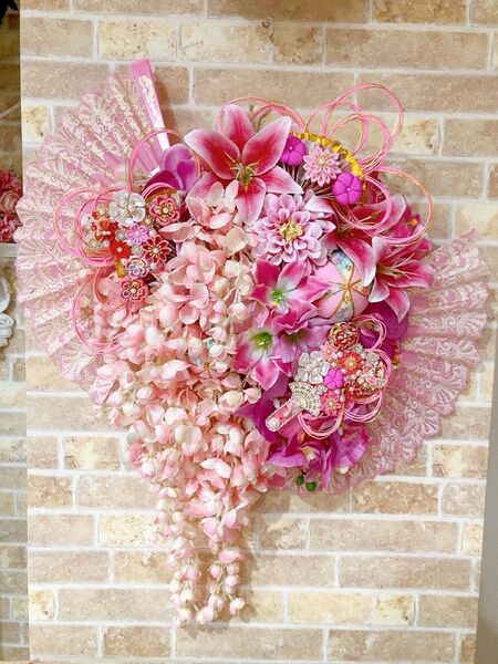 フラワーリース最高峰の藤の花リースピンク藤のリース造花リース