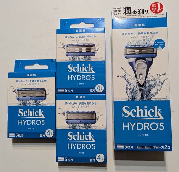 【Schick】《HYDRO 5》「替刃2個付きホルダー」と「替刃4個入り×3セット」新品未使用品