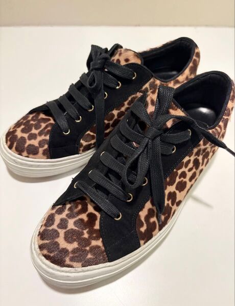 Salvatore Ferragamo フェラガモ アニマル柄スニーカー ハラコ ヒョウ柄 23.5㎝