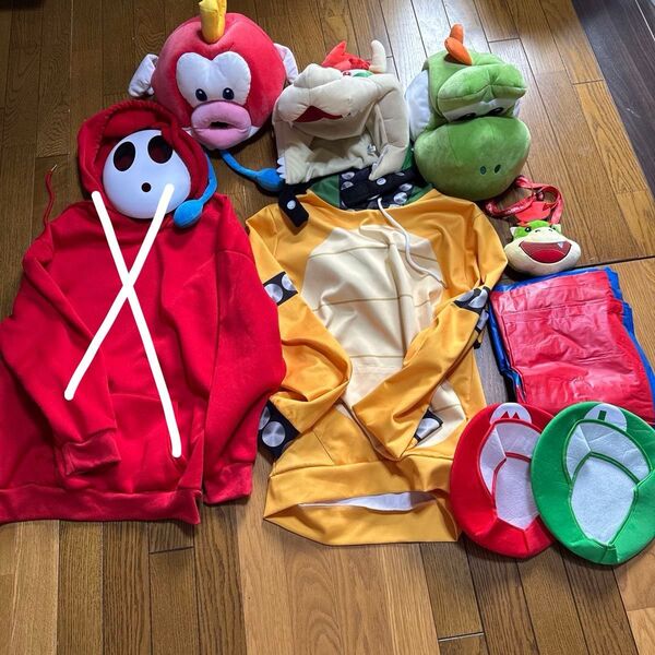 USJクッパ ぷくぷく ヨッシー コスプレ 仮装 ユニバ まとめ売り かぶり物 クッパjr マリオ ルイージ 大人