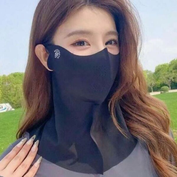 フェイスカバー 日焼け防止 UVカットマスク ブラック