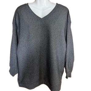 【INGNI】2WAYネックトップス M 杢グレー Vネック・ラウンドネック 七分袖