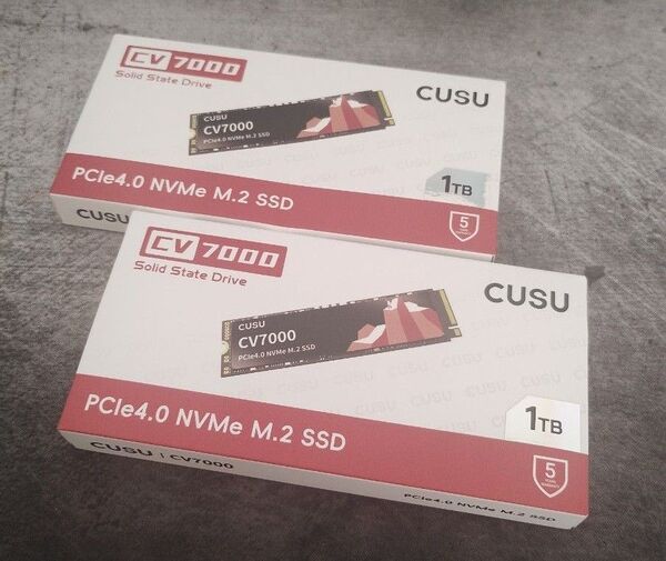 「新品2個」 CUSU CV7000シリーズ 容量1TB Gen4 SSD M.2 2280 ※ヒートシンク付