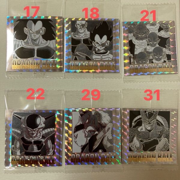 ドラゴンボール40周年記念 オリジナルイラストレーション シールウエハース 17.18.21.22.29.31
