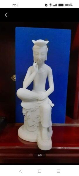 大理石 弥勒菩薩半跏像 置物 オブジェ 仏像