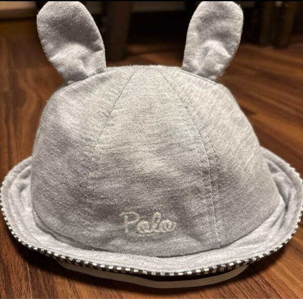 帽子Polo Baby グレー耳付きバケットハット 48cm