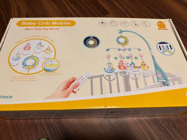 ベビーベッドモービル リモコン付き ミュージカルプロジェクター ガラガラ メリー