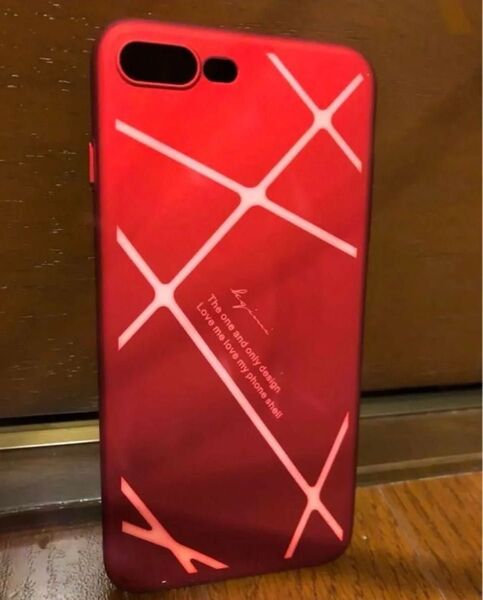iPhone7プラス/8プラス クロスデザインケースハードタイプ赤 レッド